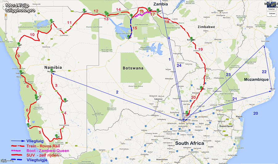Trip Afrika met nummers