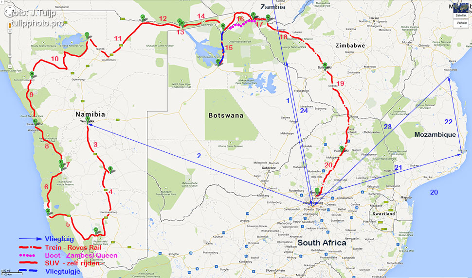 Trip Afrika met nummers